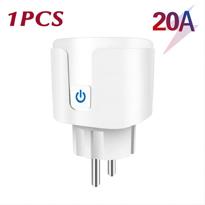 Tuya Wifi Smart Plug 16A/20A EU Smart Socket with Power Monitoring Timing Function Smart Life APP Voice Control via Alexa Google