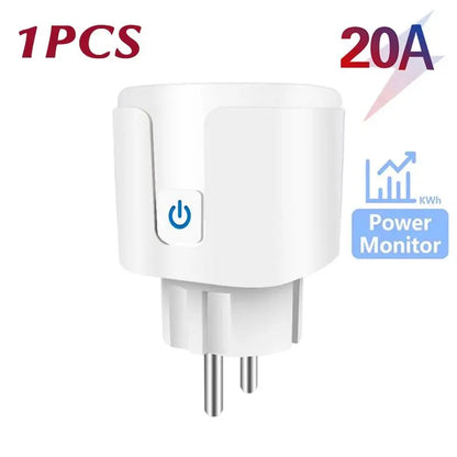 Tuya Wifi Smart Plug 16A/20A EU Smart Socket with Power Monitoring Timing Function Smart Life APP Voice Control via Alexa Google
